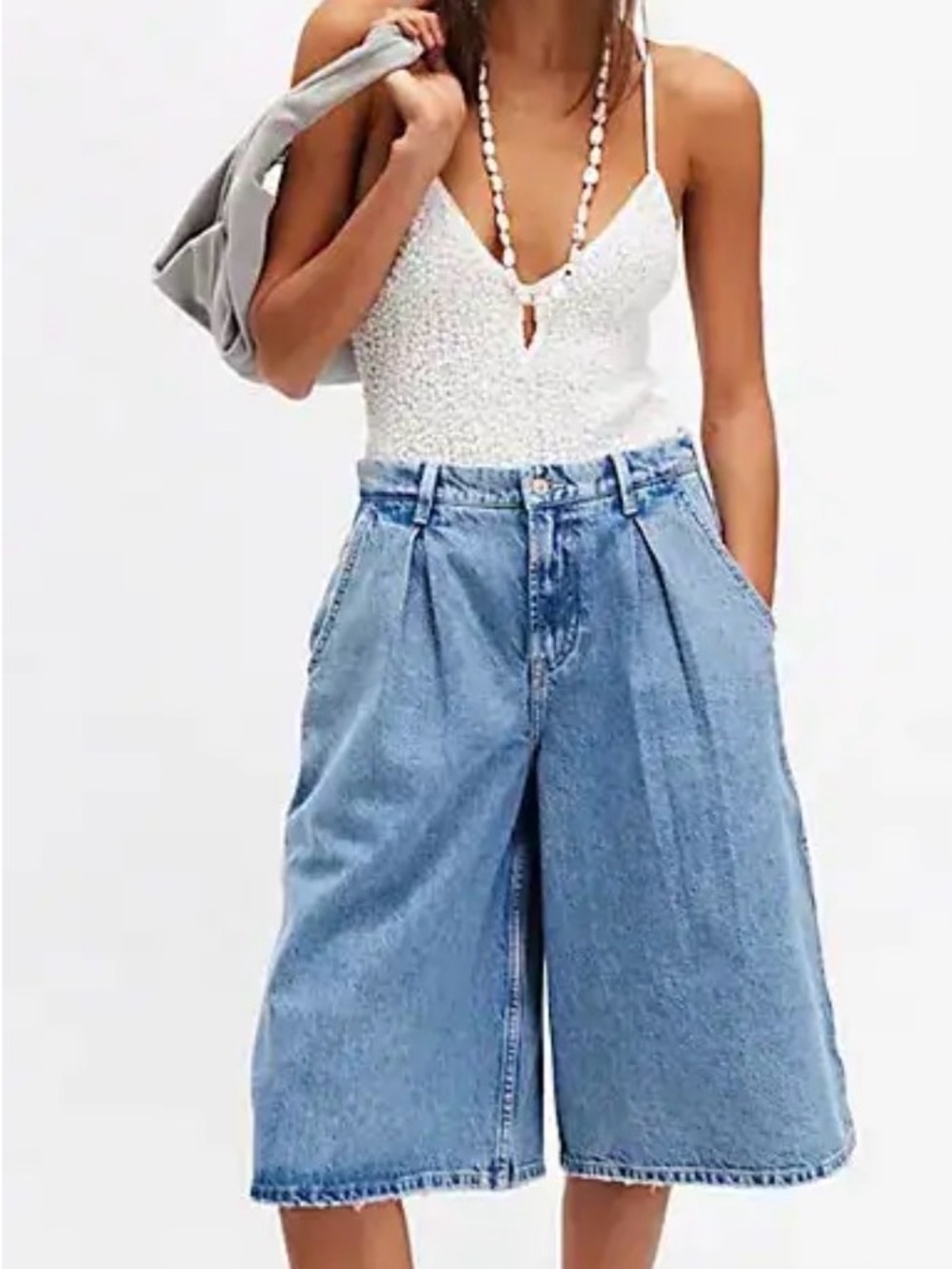We The Free Light Blue CRVY Denim Jorts